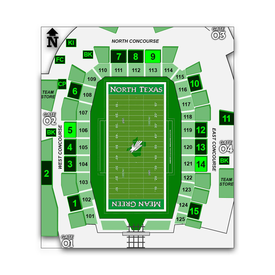 Apogee Stadium concessions map - Victory Grill