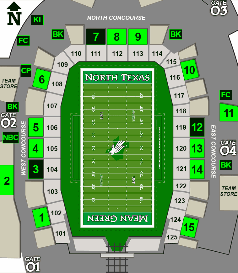 Apogee Stadium concessions map - hot dogs