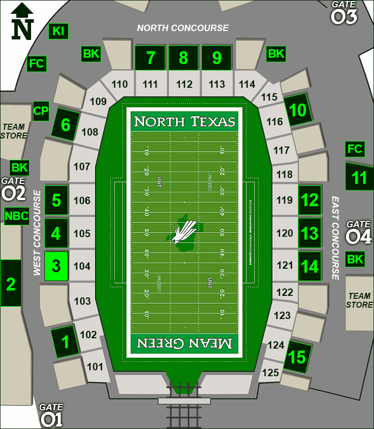 Apogee Stadium concessions map - Metzler's