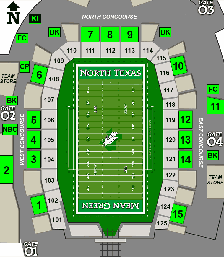 Apogee Stadium concessions map - bottled water